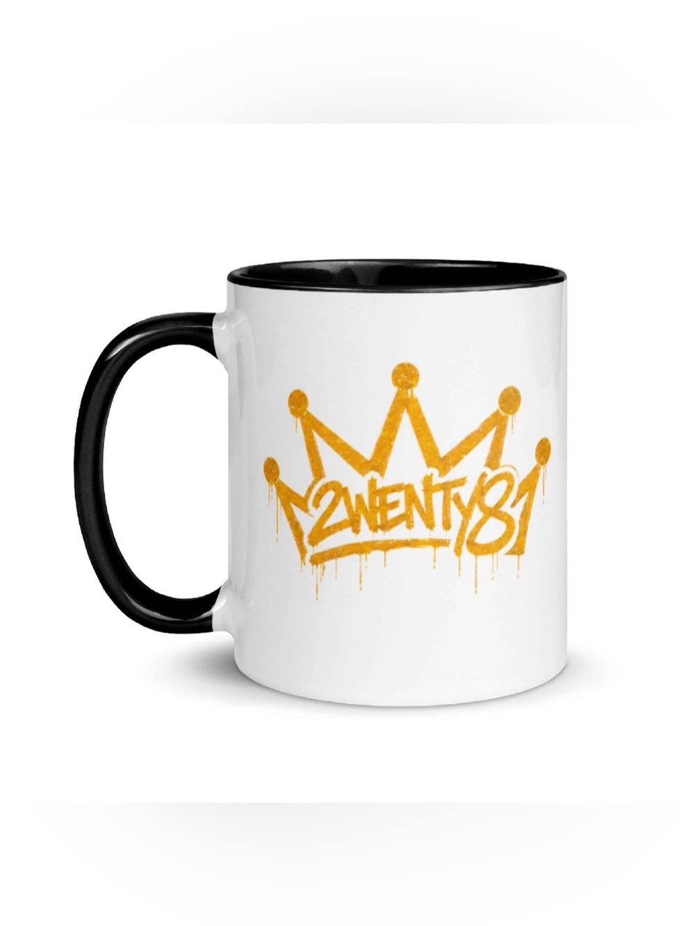 2wenty8 "Crown" 11oz White Mug with Black Handle and Interior - Picture 3 of 4